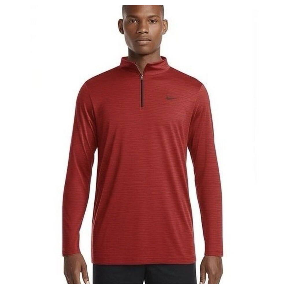 Nike Mens Dri-FIT Quarter Zip Pullover Red Space Dye Heather XL Red